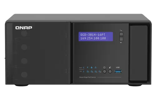 QNAP QGD-3014-16PT-8G przełącznik sieciowy Zarządzany Gigabit Ethernet (10/100/1000) Obsługa PoE Czarny