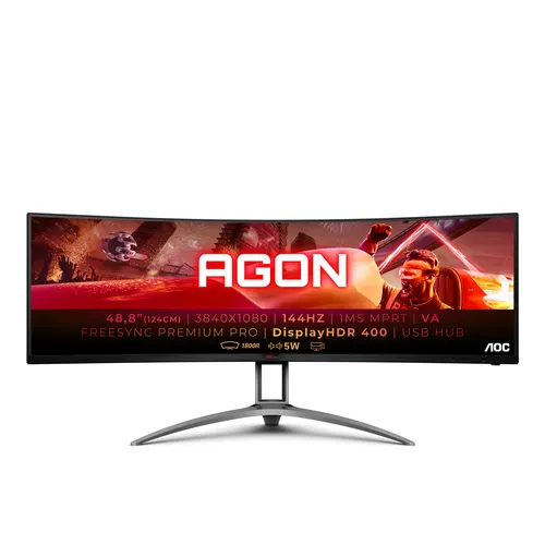 AOC AG493QCX monitor komputerowy 124 cm (48.8") 3840 x 1080 px Double Full HD LED Czarny