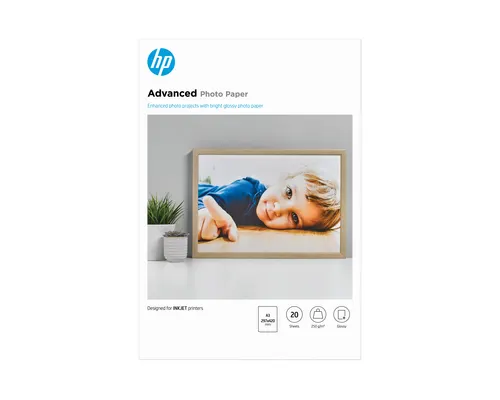 HP Papier fotograficzny Advanced, błyszczący, 250 g/m2 A3 (29,7 × 42 cm), 20 arkuszy