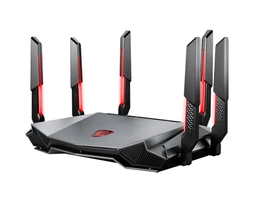 MSI RADIX AXE6600 WIFI 6E TRI-BAND router bezprzewodowy Gigabit Ethernet Dual-band (2.4 GHz/5 GHz) Czarny, Czerwony