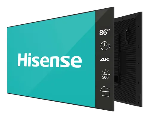 Hisense 86” 4K IPS UHD Digital Signage Display - 24/7 Operation Cyfrowa tablica A 2,18 m (86") Wi-Fi 500 cd/m² 4K Ultra HD Czarny Android 11 24/7