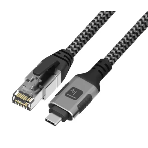 Techly ICOC U3C-RJ45-030 kabel sieciowy Srebrny, Czarny 3 m Cat6 F/UTP (FTP) Okrągły
