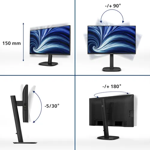 Philips 3000 series 24B2U3301/00 monitor komputerowy 60,5 cm (23.8") 1920 x 1080 px Full HD LCD Czarny