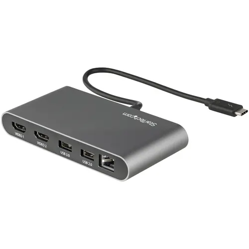 StarTech.com TB3DKM2HDL stacja dokująca Przewodowa Thunderbolt 3 Szary