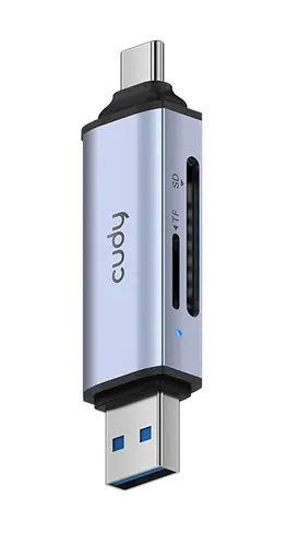 Cudy czytnik kart USB 2.0 Type-A/Type-C Szary, Srebrny