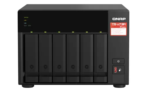 QNAP TS-673A NAS Tower Ryzen Embedded V1500B 8 GB DDR4 0 TB QNAP Turbo System Czarny