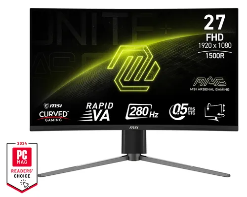 MSI MAG 276CPXF monitor komputerowy 68,6 cm (27") 1920 x 1080 px Full HD LCD Czarny