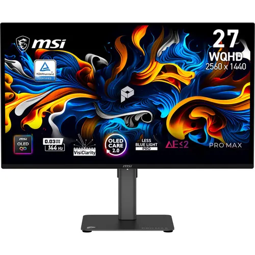 MSI PRO MAX 271QPX14G monitor komputerowy 67,3 cm (26.5") 2560 x 1440 px Quad HD QD-OLED Czarny