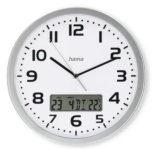 Hama 00185878 zegar ścienny / stołowy Zegar analogowy Okrągły Srebrny, Biały