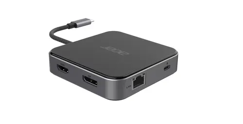 Acer 7-in-1 USB 4 Dongle Przewodowa USB4 Czarny, Srebrny