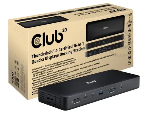 CLUB3D CSV-1583 stacja dokująca Przewodowa Thunderbolt 4 Czarny