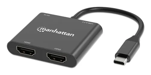 Manhattan 154321 adapter kablowy 0,15 m USB Type-C 2 x HDMI Czarny