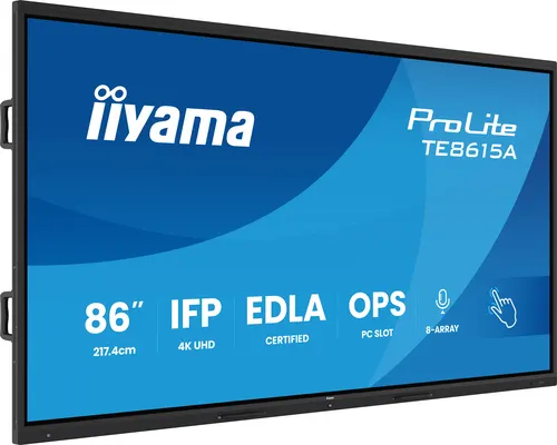 iiyama TE8615A-B2AG signage display Kiosk 2,17 m (85.6") Wi-Fi 550 cd/m² 4K Ultra HD Czarny Ekran dotykowy Procesor wbudowany Android 24/7