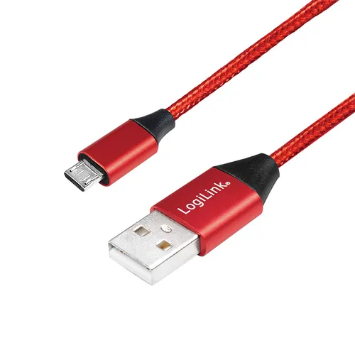 LogiLink CU0151 kabel USB USB 2.0 0,3 m USB A Micro-USB B Czerwony