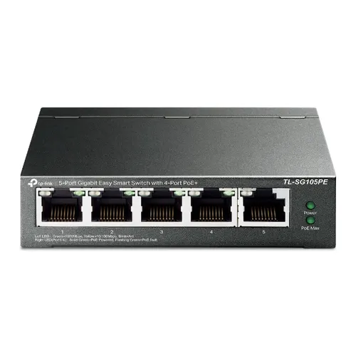 TP-Link TL-SG105PE przełącznik sieciowy Zarządzany L2 Gigabit Ethernet (10/100/1000) Obsługa PoE Czarny