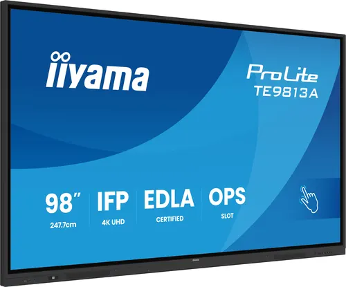 iiyama TE9813A-B2AG signage display Kiosk 2,48 m (97.5") Wi-Fi 500 cd/m² 4K Ultra HD Czarny Ekran dotykowy Procesor wbudowany Android 24/7