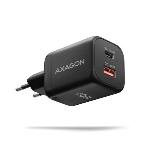 Axagon ACU-PQ100 ładowarka do urządzeń przenośnych Uniwersalne, Smartwatch, Tablet, Telefon komórkowy, Netbook, Laptop, Power bank, Smartfon Czarny Prąd przemienny Szybkie ładowanie Wewnętrzna