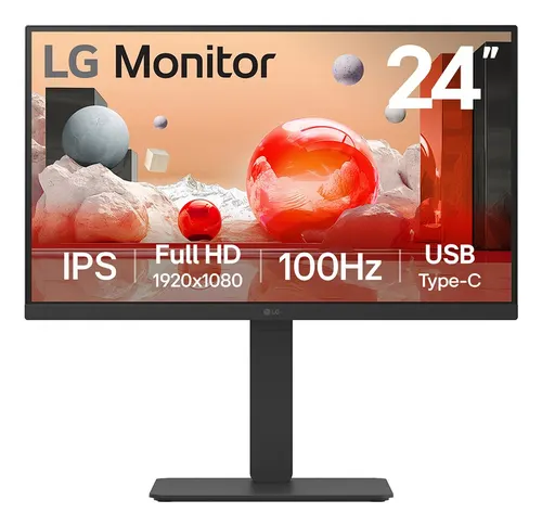 LG 24BA650 monitor komputerowy 60,5 cm (23.8") 1920 x 1080 px Full HD LED Czarny