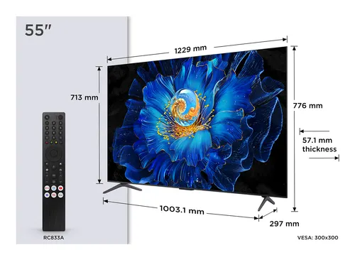 TCL C69KS 55C69KS Telewizor 139,7 cm (55") 4K Ultra HD Smart TV Wi-Fi Metaliczny