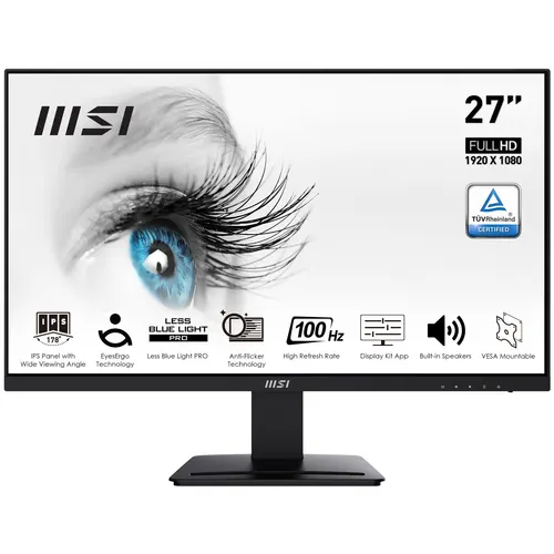 MSI Pro MP273A monitor komputerowy 68,6 cm (27") 1920 x 1080 px Full HD LED Czarny