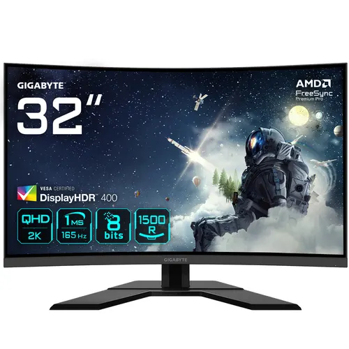 GIGABYTE G32QC A monitor komputerowy 80 cm (31.5") 2560 x 1440 px Quad HD LED Czarny