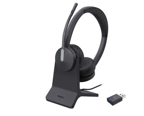 Yealink WH64 Hybrid Dual Teams Zestaw słuchawkowy Bezprzewodowy Opaska na głowę Biuro/centrum telefoniczne Micro-USB Bluetooth Podstawka do ładowania Czarny