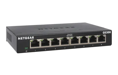 NETGEAR GS308-300PES przełącznik sieciowy Nie zarządzany L2 Gigabit Ethernet (10/100/1000) Czarny