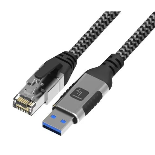 Techly ICOC U3A-RJ45-030 kabel sieciowy Srebrny, Czarny 3 m Cat6 F/UTP (FTP) Okrągły