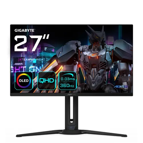 GIGABYTE FO27Q3 monitor komputerowy 68,6 cm (27") 2560 x 1440 px Quad HD OLED Czarny