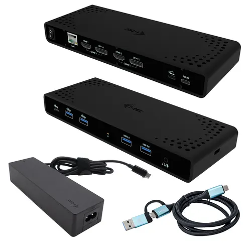 i-tec CADUA4KDOCKPDB100 stacja dokująca Przewodowa USB 3.2 Gen 1 (3.1 Gen 1) Type-C Czarny