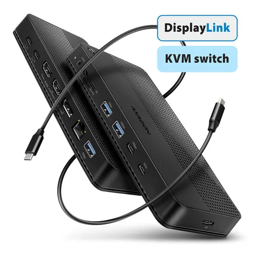 Axagon HMC-DL-KVM stacja dokująca Przewodowa USB 3.2 Gen 2 (3.1 Gen 2) Type-C Czarny