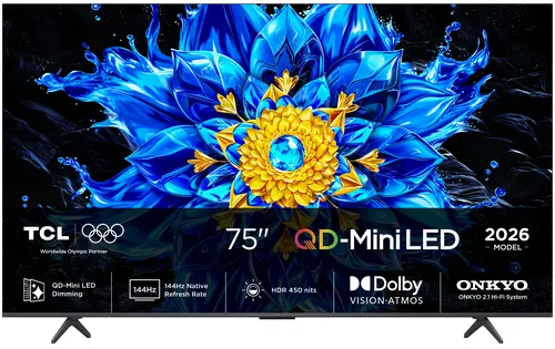 TCL P8L 75P8L Telewizor 190,5 cm (75") 4K Ultra HD Smart TV Wi-Fi Czarny 450 cd/m²