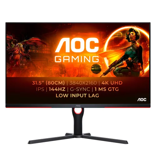 AOC G3 U32G3X/BK monitor komputerowy 80 cm (31.5") 3840 x 2160 px 4K Ultra HD LED Czarny, Czerwony