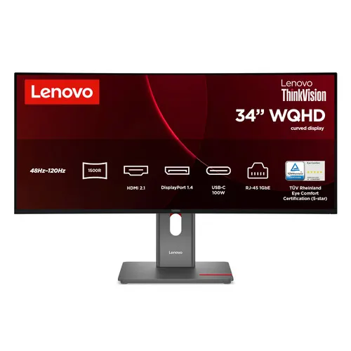 Lenovo ThinkVision T34WD-40 monitor komputerowy 86,4 cm (34") 3440 x 1440 px Wide Quad HD LED Czarny