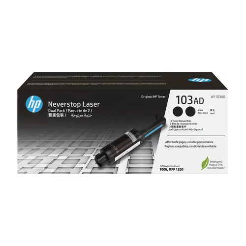 HP Oryginalny zestaw do uzupełniania czarnego tonera 103AD Neverstop, zestaw dwóch tonerów