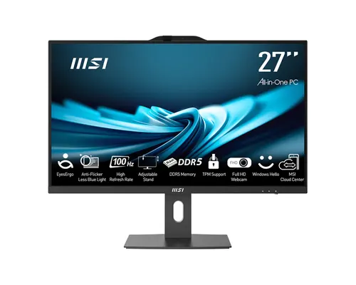 MSI Pro AP272P 14M-495EU Intel® Core™ i7 i7-14700 68,6 cm (27") 1920 x 1080 px All-in-One PC 16 GB DDR5-SDRAM 1 TB SSD Windows 11 Pro Wi-Fi 6E (802.11ax) Czarny