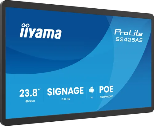 iiyama ProLite S2425AS-B1P Płaski panel Digital Signage 60,5 cm (23.8") LCD Wi-Fi 500 cd/m² Full HD Czarny Procesor wbudowany Android 24/7
