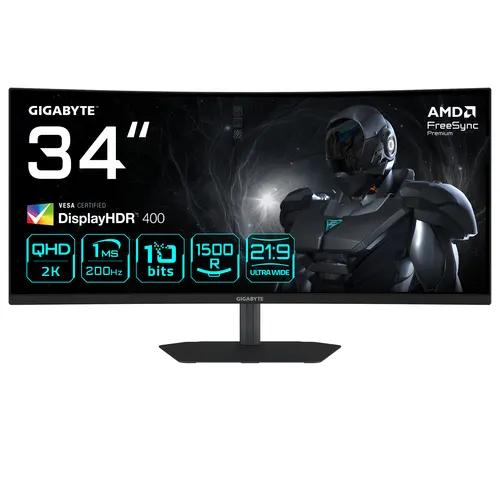 GIGABYTE G34WQC2 monitor komputerowy 86,4 cm (34") 3440 x 1440 px UltraWide Quad HD LED Czarny