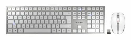 CHERRY JD-9100CH-1 klawiatura Dołączona myszka Dom/Biuro RF Wireless + Bluetooth QWERTZ Swiss Srebrny, Biały