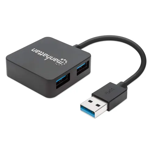 Manhattan 162296 huby i koncentratory USB 3.2 Gen 1 (3.1 Gen 1) Type-A 5000 Mbit/s Czarny