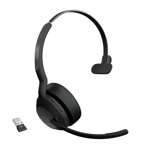 Jabra Evolve2 55 Zestaw słuchawkowy Bezprzewodowy Opaska na głowę Biuro/centrum telefoniczne USB Type-C Bluetooth Podstawka do ładowania, MS Teams mono, Link 380a (USB-A)