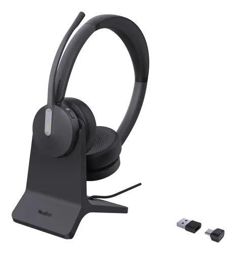 Yealink BH70 Dual with Stand USB-C/A Headset Zestaw słuchawkowy Bezprzewodowy Opaska na głowę Biuro/centrum telefoniczne USB Typu-A Bluetooth Podstawka do ładowania Czarny