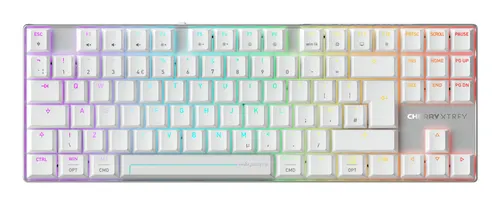 CHERRY MX 8.2 Pro TMR Wireless klawiatura Gaming USB + RF Wireless + Bluetooth QWERTY British English Srebrny, Biały