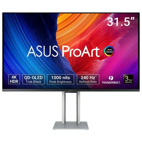 ASUS ProArt OLED PA32UCDM monitor komputerowy 80 cm (31.5") 3840 x 2160 px 4K Ultra HD QD-OLED Srebrny