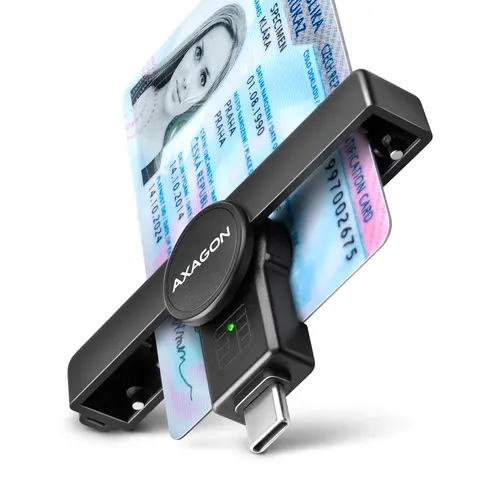 Axagon CRE-SMPC USB-C Smart card/ID card PocketReader czytnik do kart chipowych Wewnętrzna USB Type-C Czarny