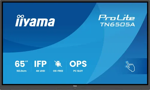 iiyama TN6505A-B1AG signage display Interaktywny płaski panel 163,8 cm (64.5") 500 cd/m² 4K Ultra HD Czarny Ekran dotykowy