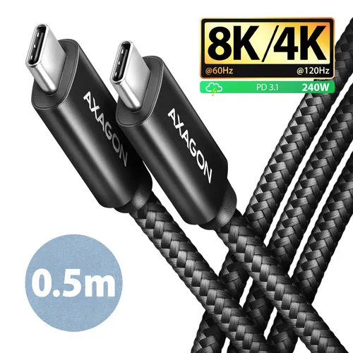 Axagon BUCM4X-CM05AB kabel USB USB4 Gen 3x2 0,5 m USB C 40 Gbit/s 240 W Czarny