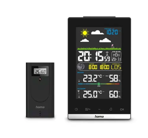 Hama 00222239 cyfrowa stacja meteorologiczna Czarny Bateria