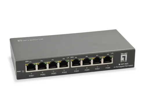 LevelOne GEP-0823 przełącznik sieciowy Gigabit Ethernet (10/100/1000) Obsługa PoE Czarny