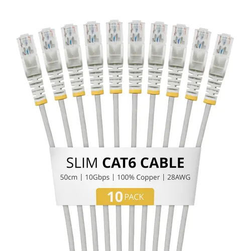 StarTech.com N6PAT50CMGRS10PK kabel sieciowy Szary 0,5 m Cat6 U/UTP (UTP)